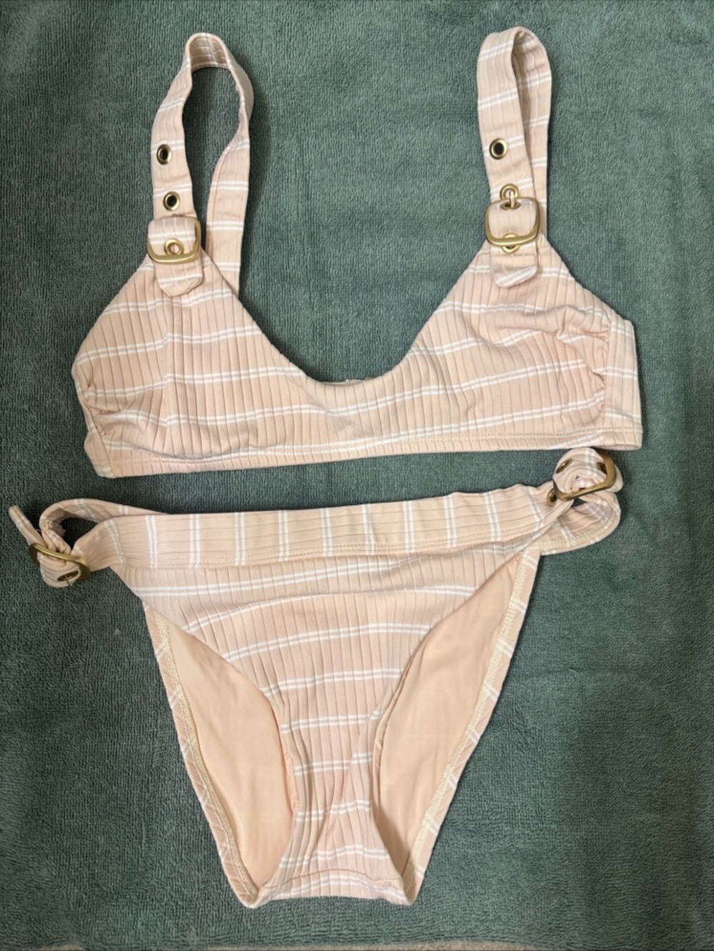 BCBGeneration Womens Peach/Cream NWOT Swimwear Bikini Suit Size M Medium